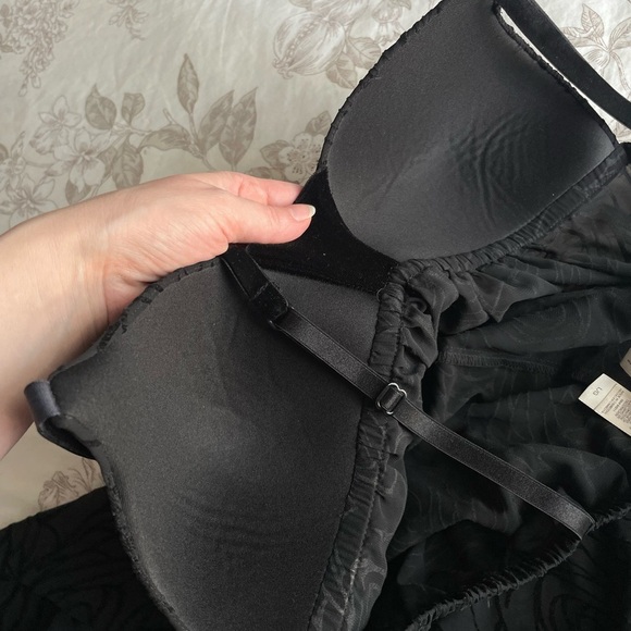 Ambrielle Black Velvet Floral Burnout Babydoll Sheer Slip Dress Top Large Goth - Picture 5 of 9